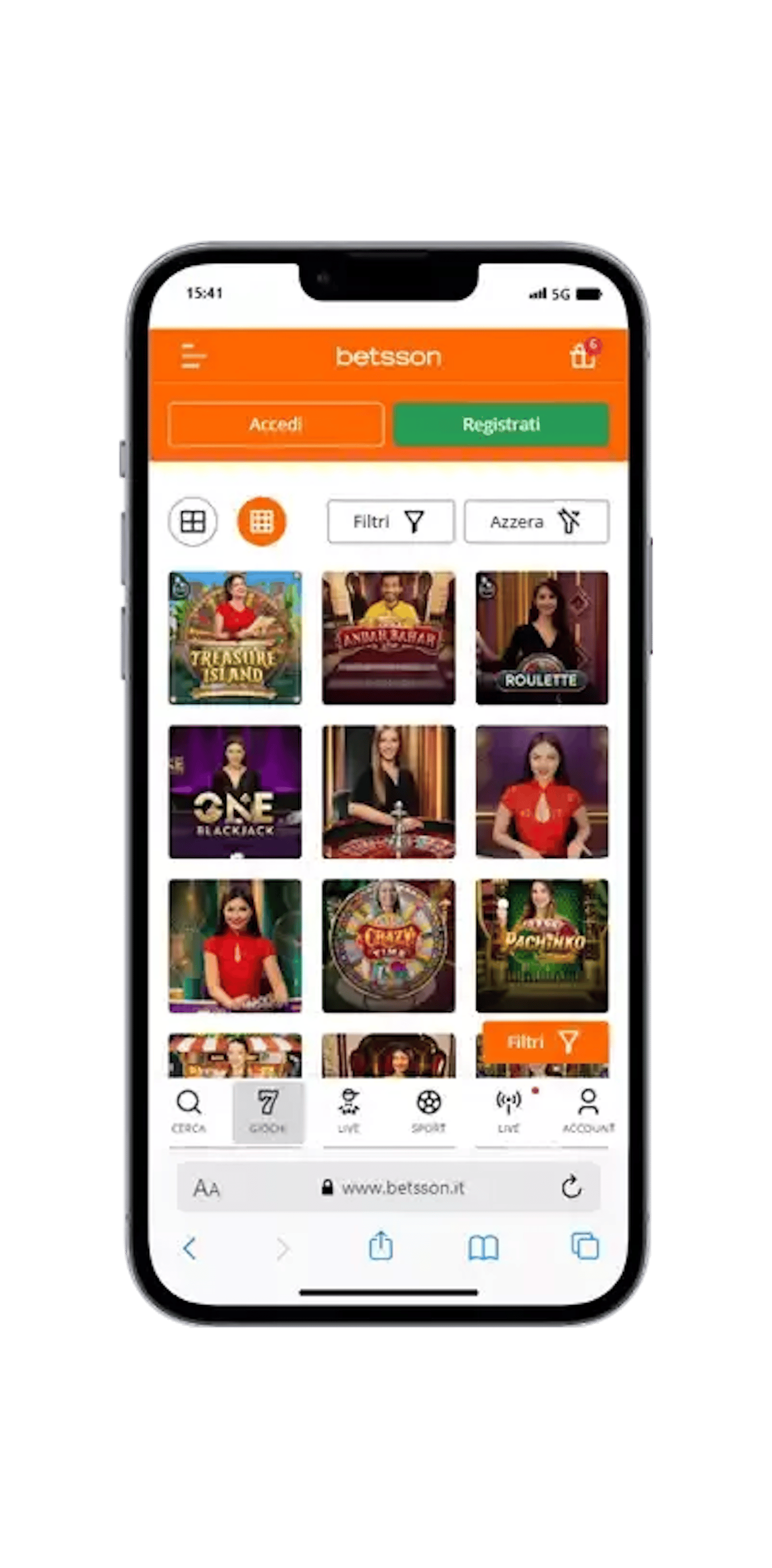 Betsson sezione live