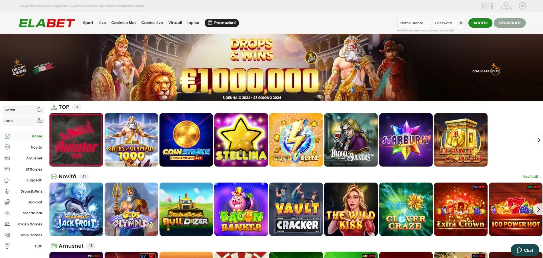 Elabet Casino Interface