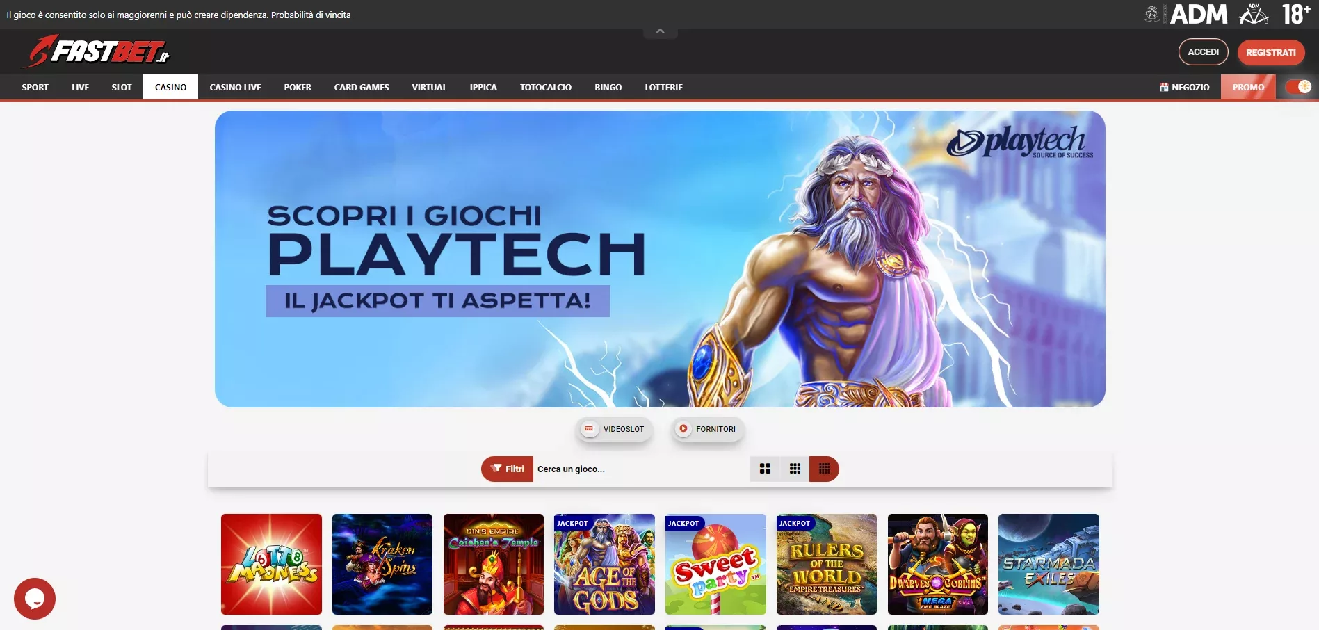 Fastbet casino interface