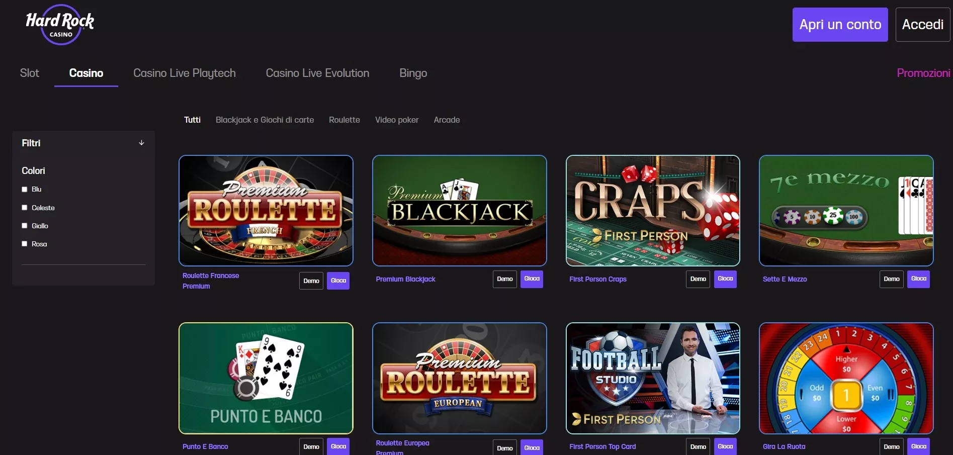 Hard rock Casino Interface