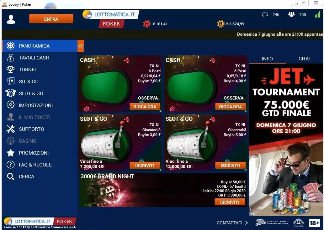 Lottomatica poker room