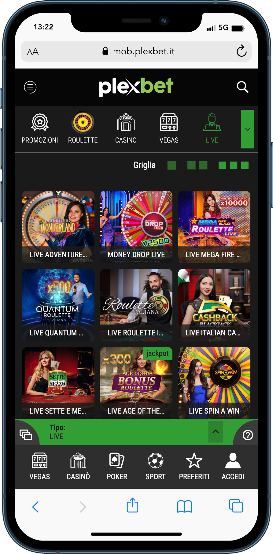 Plexbet casinò - giochi live