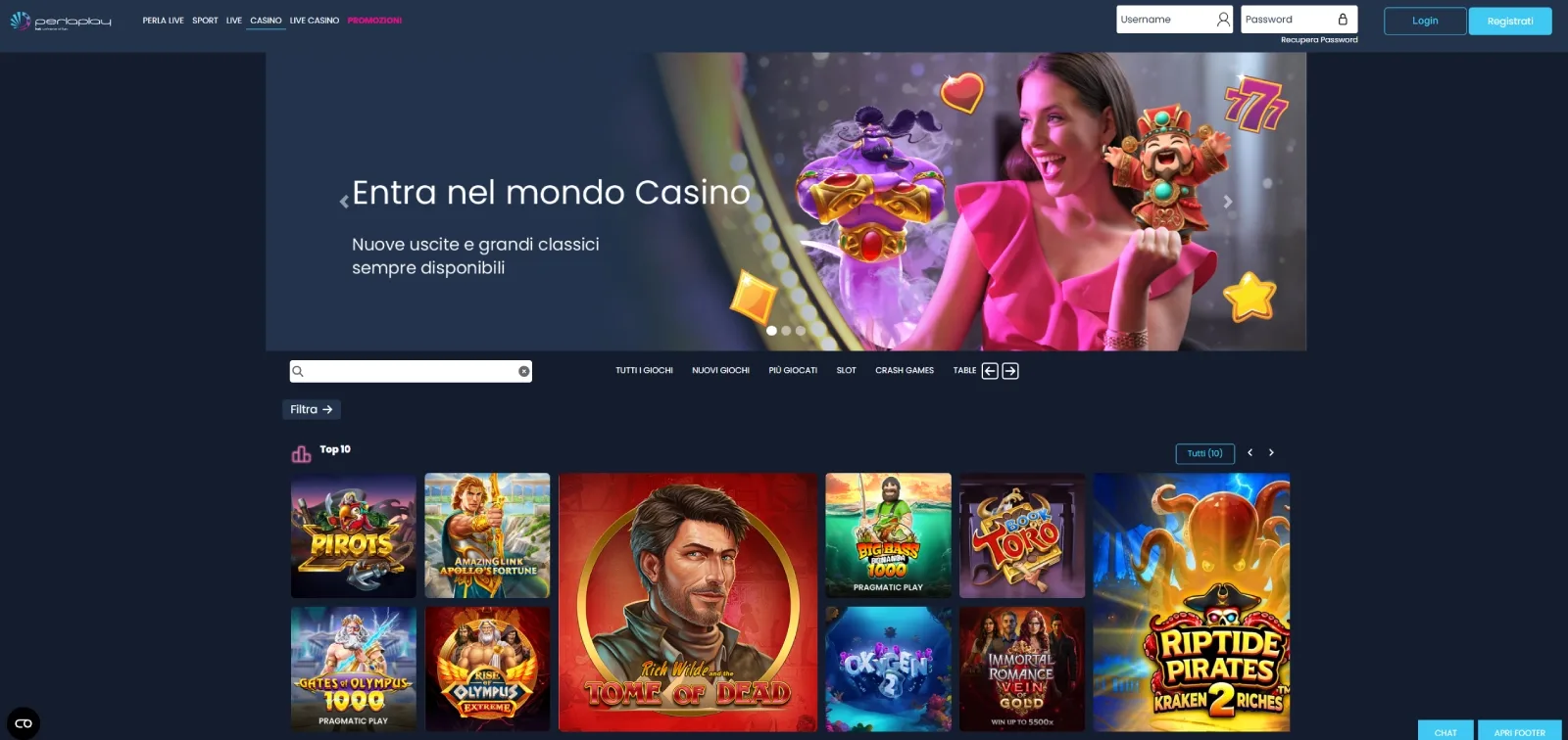Perlaplay casino interface