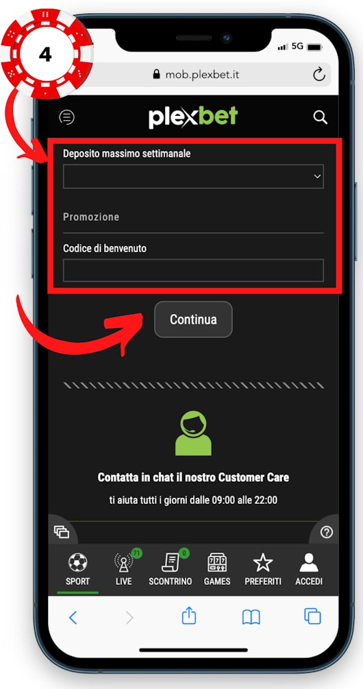 Deposito su Plexbet casino