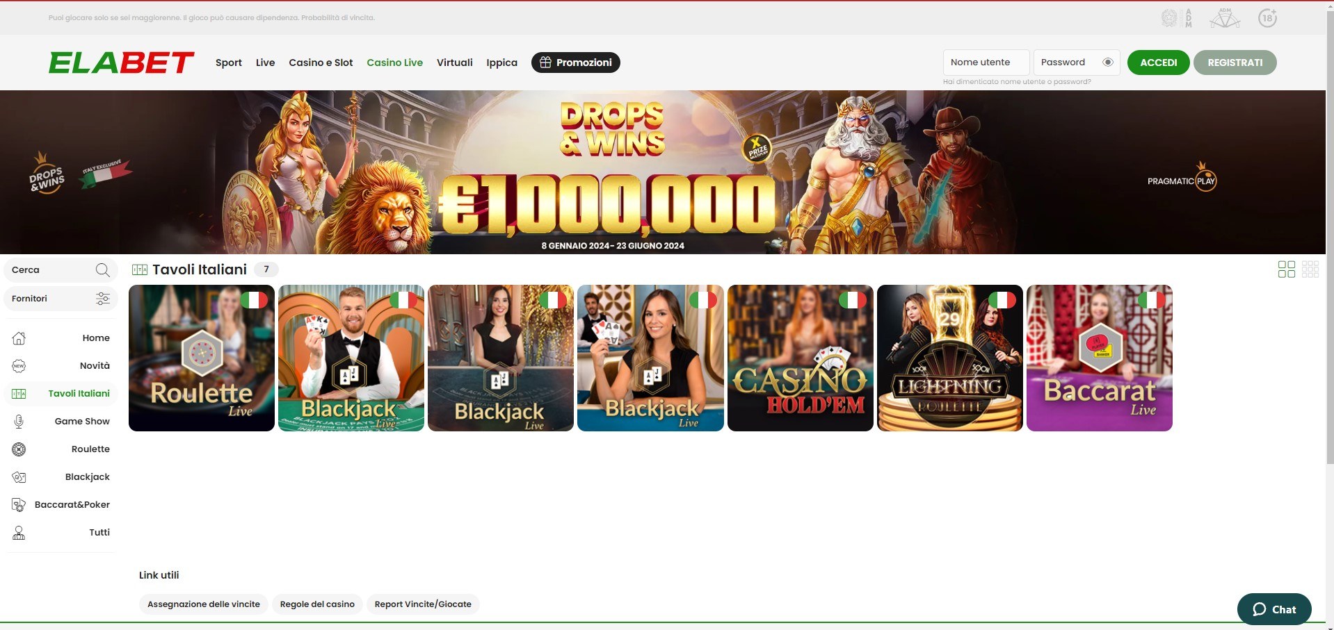 Tavoli italiani elabet